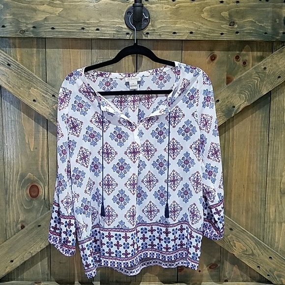 WOMENS LUCKY BRAND BOHO TASSEL TOP FREE SPIRIT FESTIVAL HIPPIE GYPSY - Picture 1 of 7